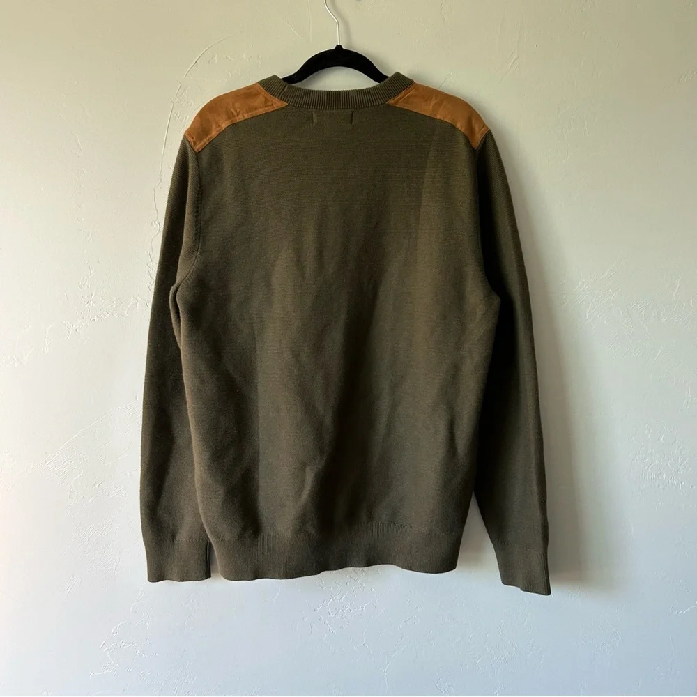 Banana Republic Factory Vegan Suede Patch Sweater Olive Green Large